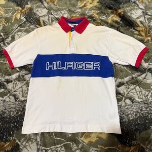 Vintage Y2K Coloured Tommy Hilfiger Polo Shirt Y2K Color Block “Hilfiger” Polo